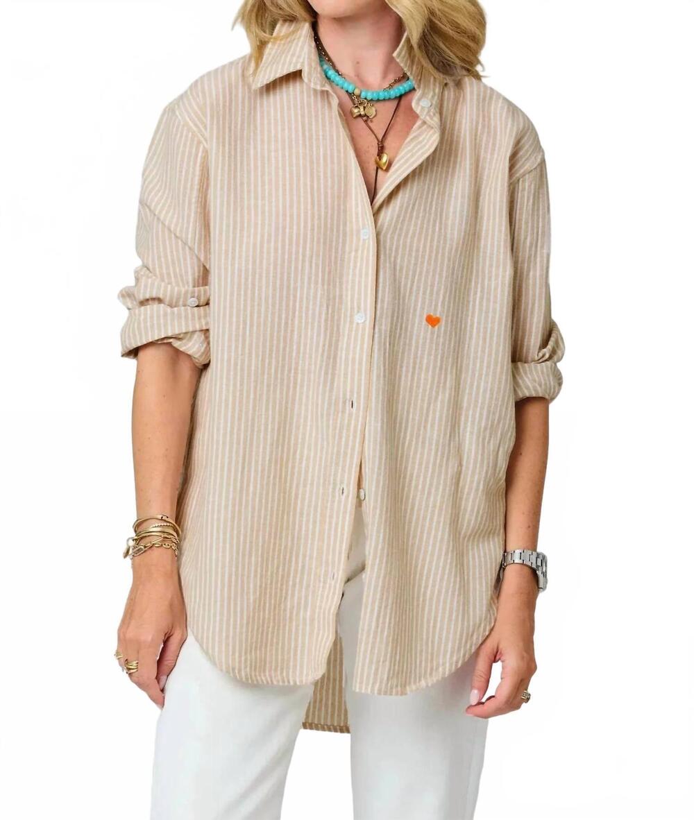 NEW KERRI ROSENTHAL jack stripe shirt in oak